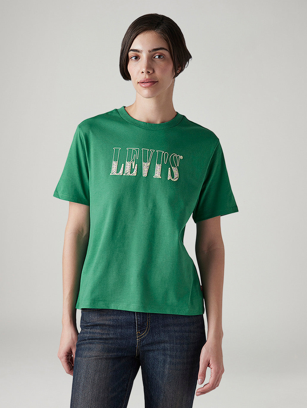 Women's Logo Printed Relaxed Fit T-Shirt - Front View