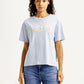 Women's Brand Logo Light-Blue Relaxed Fit T-shirt - Front View