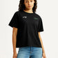 Women's Solid Black Relaxed Fit T-shirt - Styleshot View
