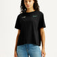 Women's Solid Black Relaxed Fit T-shirt - Front View