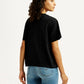 Women's Solid Black Relaxed Fit T-shirt - Back View