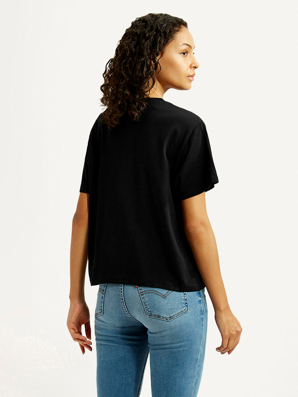 Women's Solid Black Relaxed Fit T-shirt - Back View