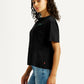 Women's Solid Black Relaxed Fit T-shirt - Side View