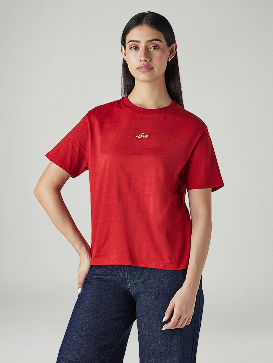 Women's Solid Relaxed Fit T-Shirt - Front View