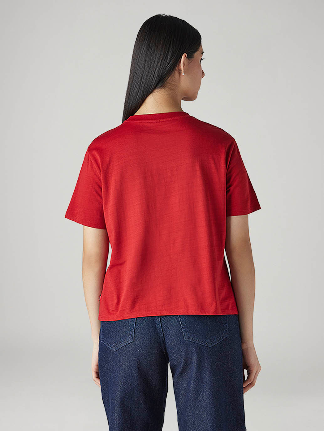 Women's Solid Relaxed Fit T-Shirt - Back View