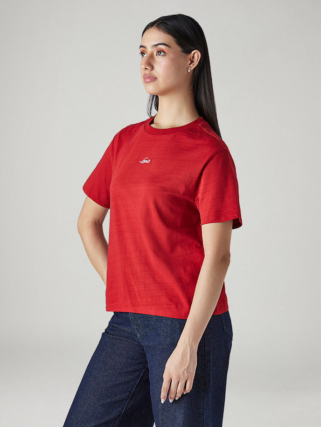 Women's Solid Relaxed Fit T-Shirt - Side View