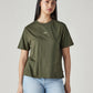 Women's Solid Relaxed Fit T-Shirt - Front View