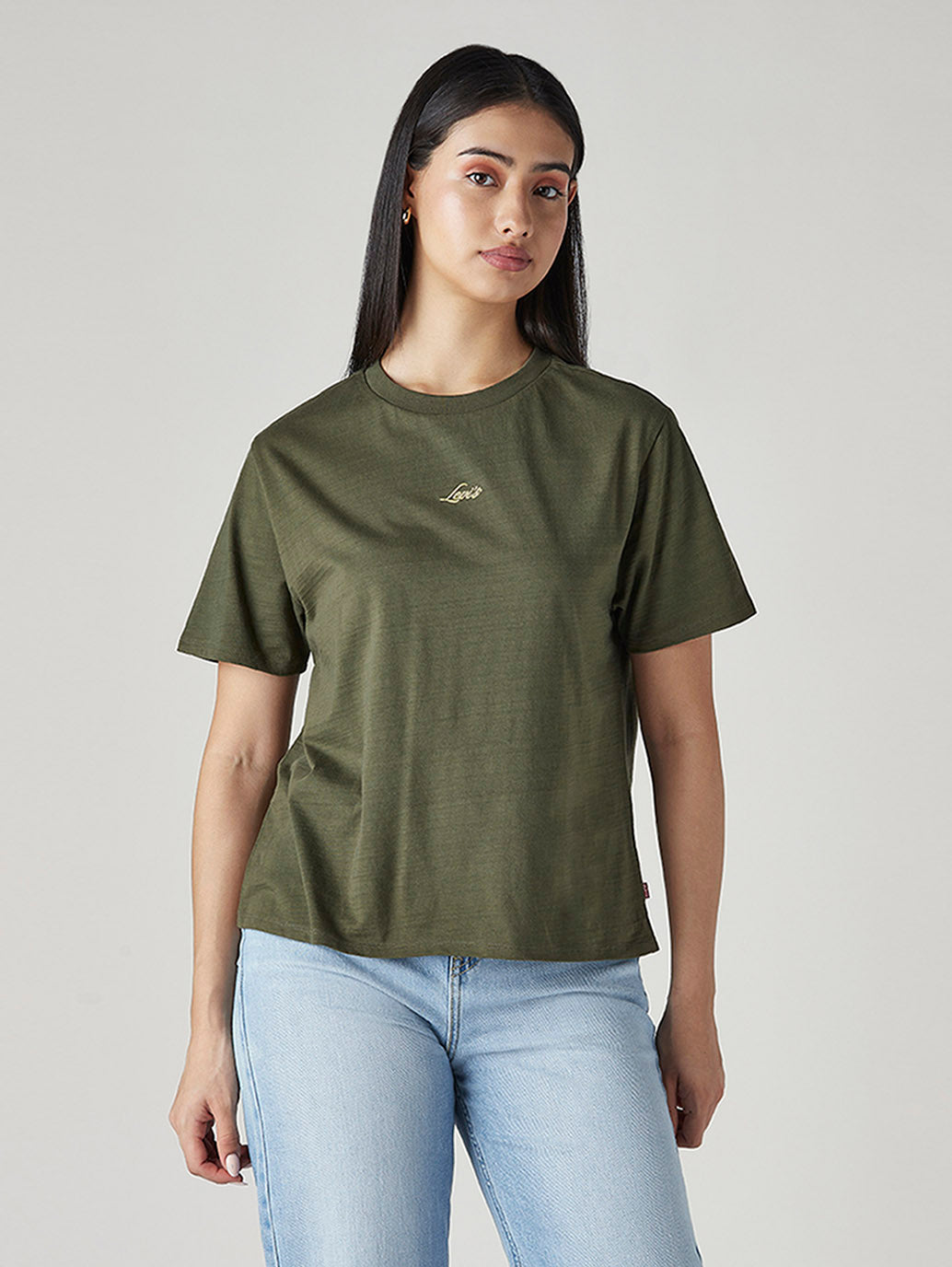 Women's Solid Relaxed Fit T-Shirt - Front View