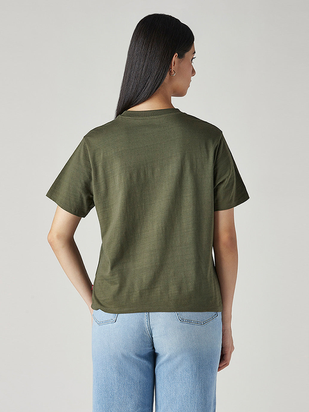 Women's Solid Relaxed Fit T-Shirt - Back View