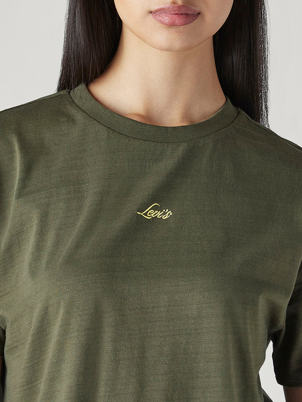 Women's Solid Relaxed Fit T-Shirt - Detail View