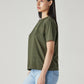 Women's Solid Relaxed Fit T-Shirt - Side View