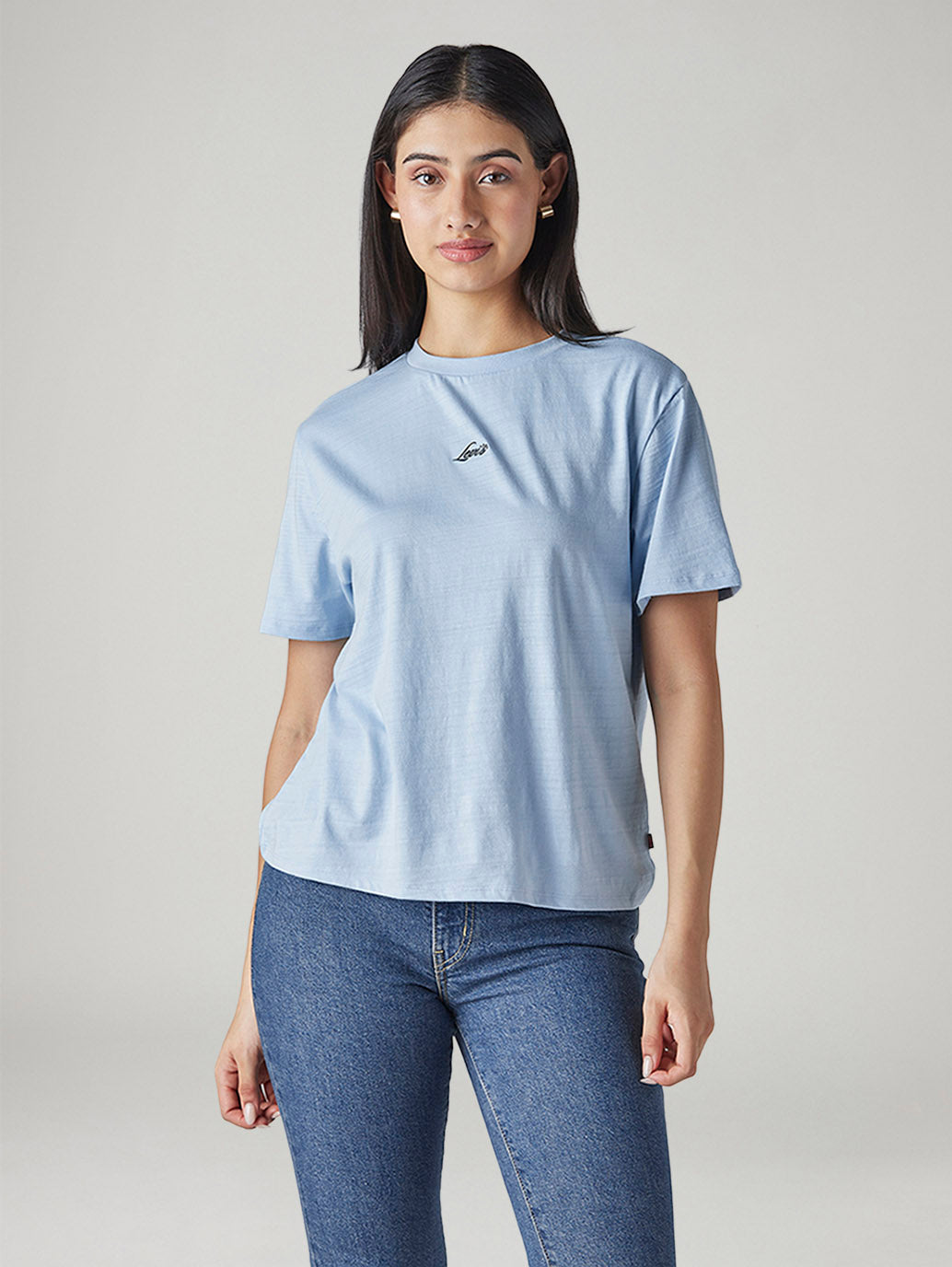 Women's Solid Relaxed Fit T-Shirt - Front View