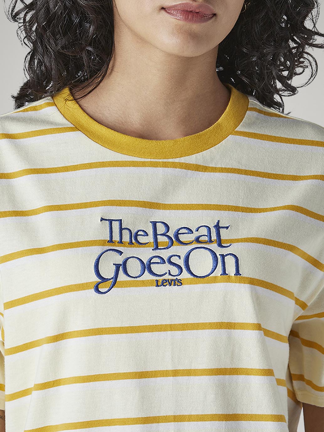 Women's Striped Regular Fit T-Shirt - Detail View