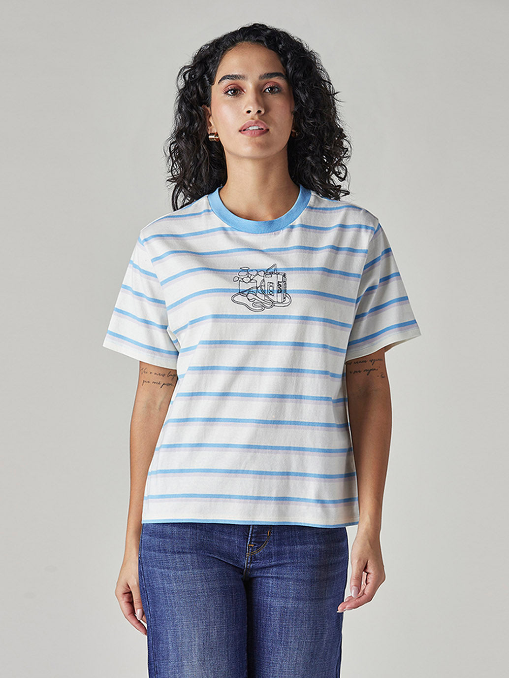 Women's Striped Regular Fit T-Shirt - Front View