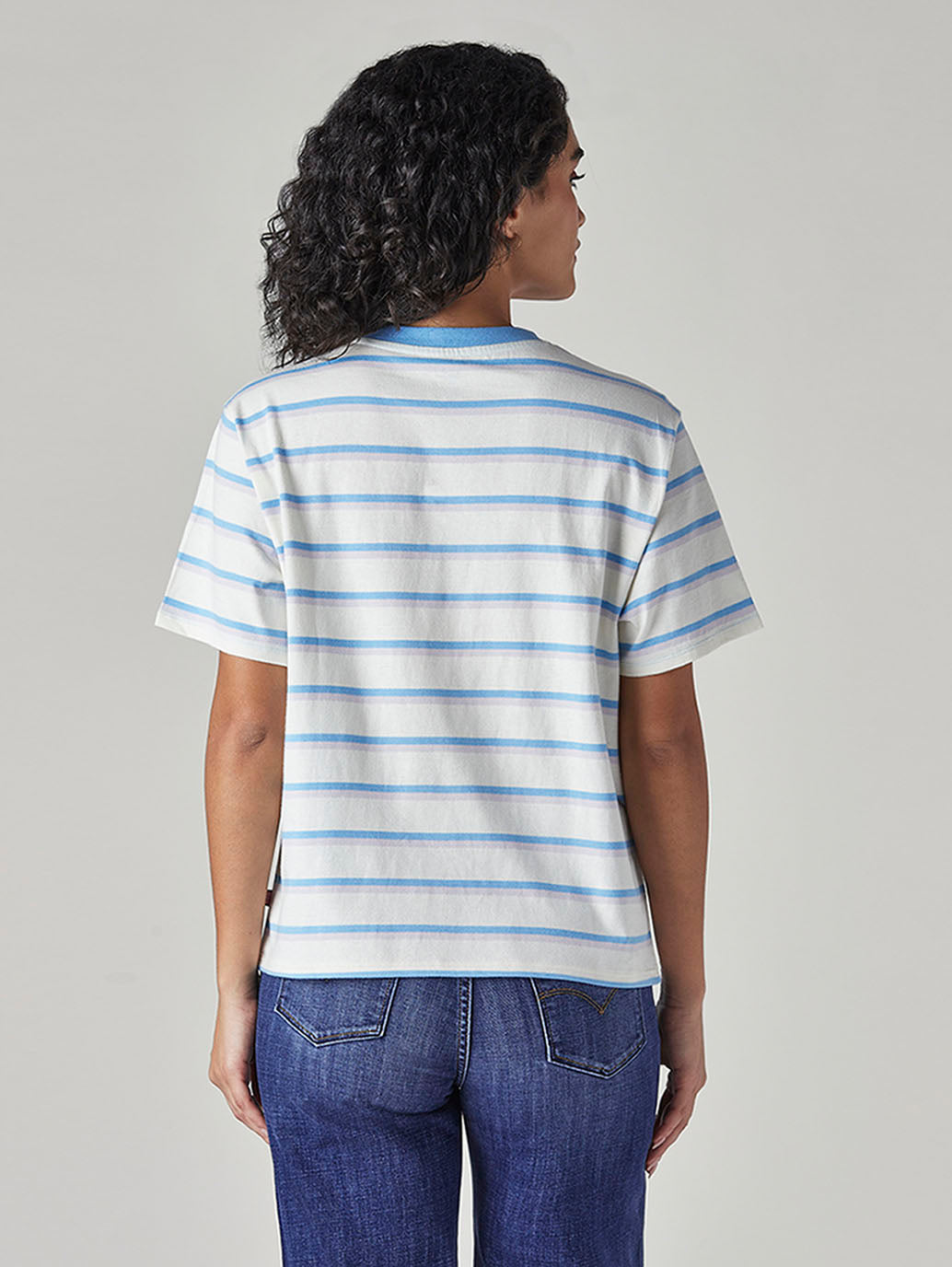 Women's Striped Regular Fit T-Shirt - Back View