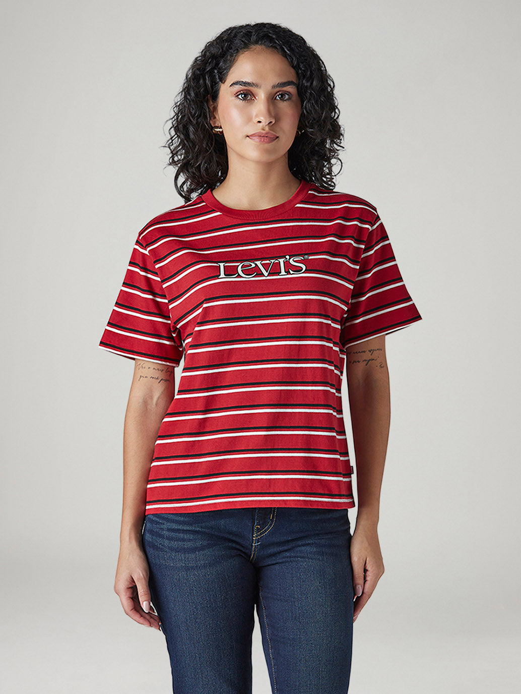 Women's Striped Regular Fit T-Shirt - Front View