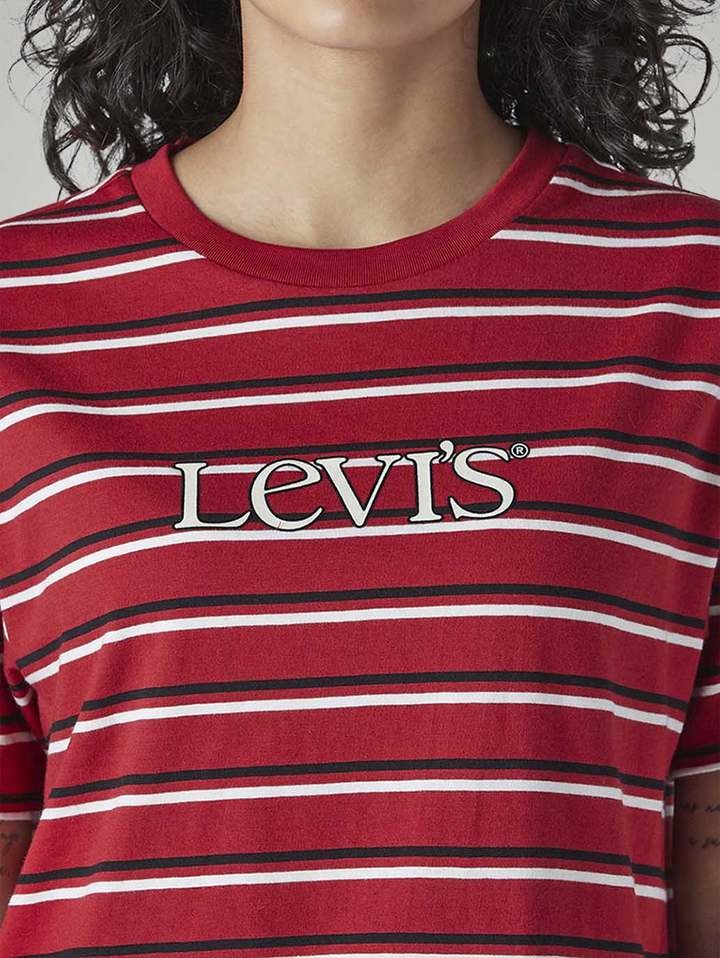 Women's Striped Regular Fit T-Shirt - Detail View