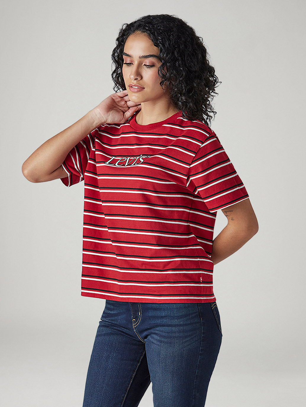 Women's Striped Regular Fit T-Shirt - Side View