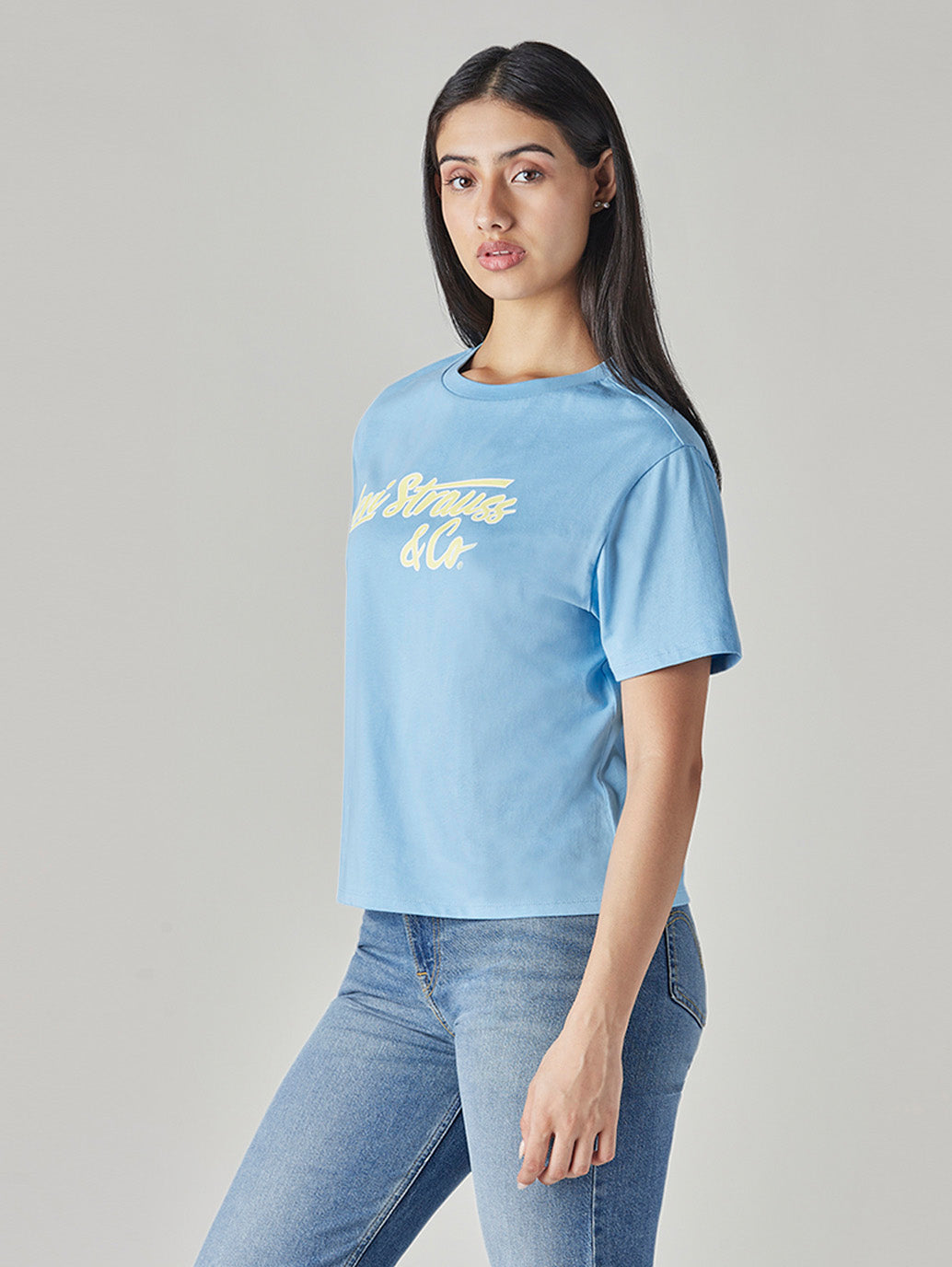 Women's Typography Printed Loose Fit T-Shirt - Side View