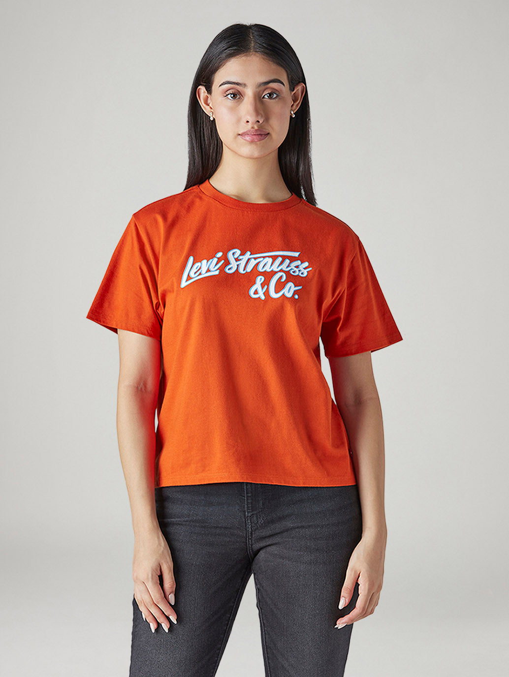 Women's Typography Printed Loose Fit T-Shirt - Front View
