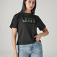 Women's Typography Printed Loose Fit T-Shirt - Styleshot View