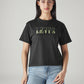 Women's Typography Printed Loose Fit T-Shirt - Front View