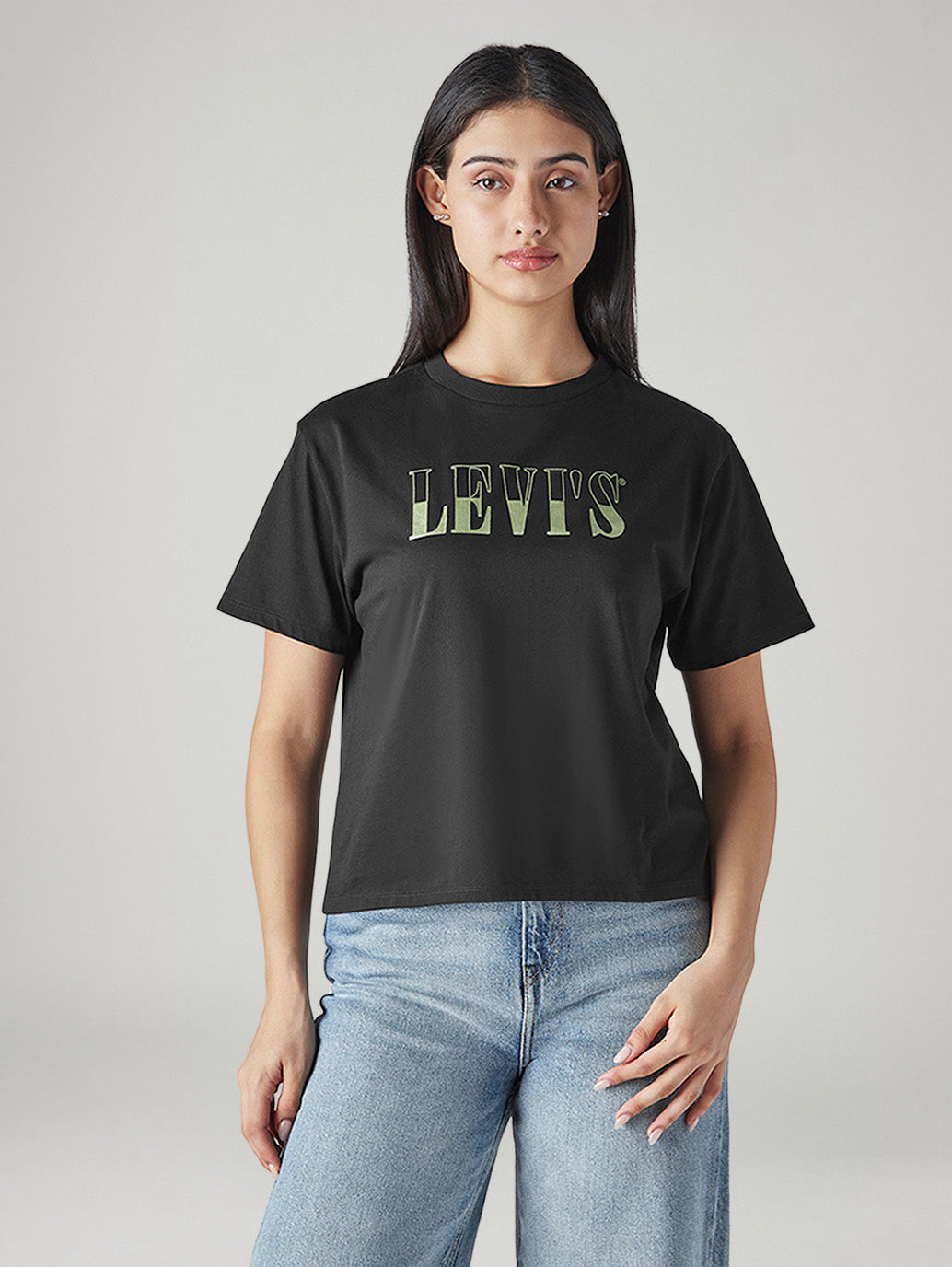 Women's Typography Printed Loose Fit T-Shirt - Front View