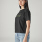 Women's Typography Printed Loose Fit T-Shirt - Side View