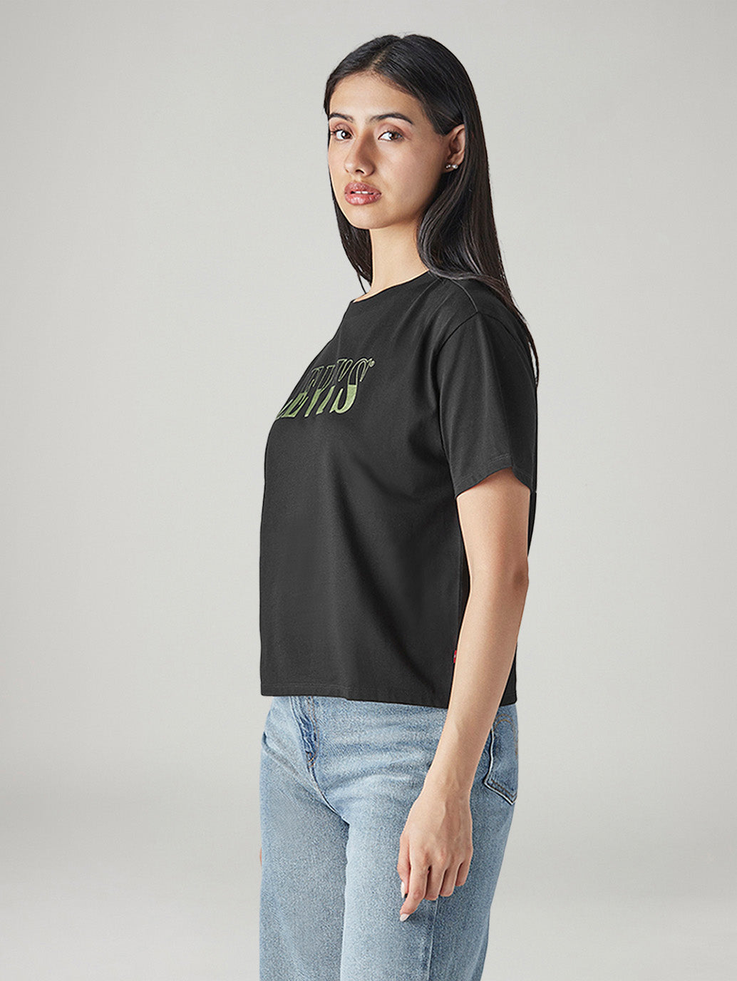 Women's Typography Printed Loose Fit T-Shirt - Side View
