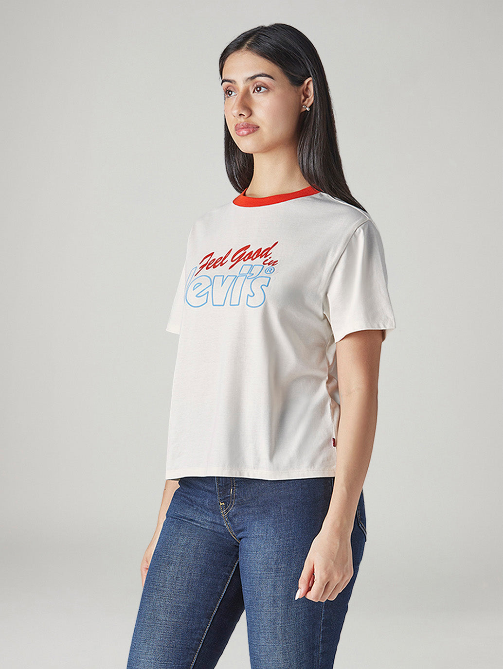 Women's Typography Printed Loose Fit T-Shirt - Side View