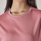 Women's Solid Crew Neck Relaxed Fit Interlock T-Shirt - 20 View