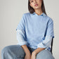 Women's Solid Crew Neck Relaxed Fit Interlock T-Shirt - 20 View