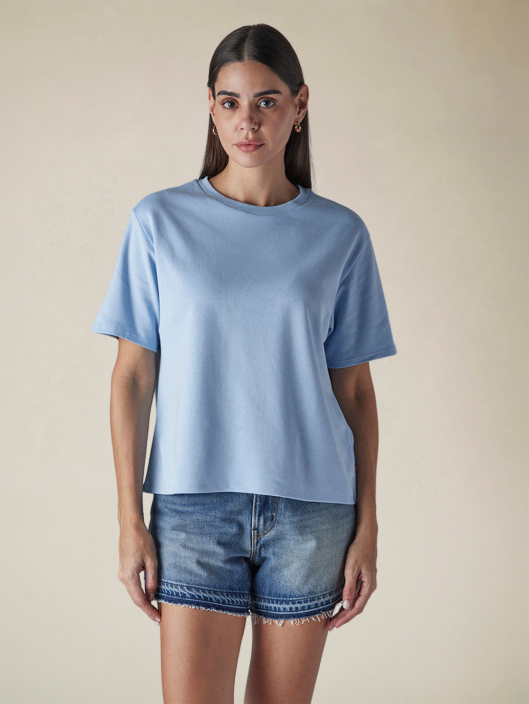 Women's Solid Crew Neck Relaxed Fit Interlock T-Shirt - faacf60b-da33-424d-aa91-2d72ee37f302 View