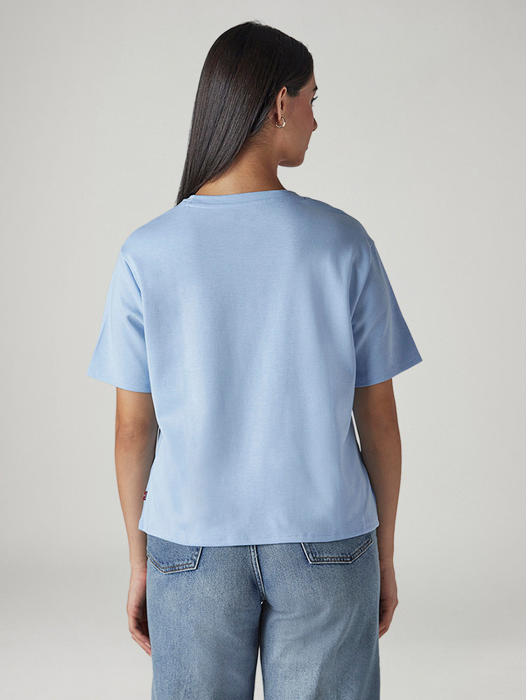 Women's Solid Crew Neck Relaxed Fit Interlock T-Shirt - 20 View