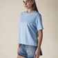 Women's Solid Crew Neck Relaxed Fit Interlock T-Shirt - Side View