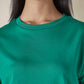 Women's Solid Crew Neck Relaxed Fit Interlock T-Shirt - Detail View