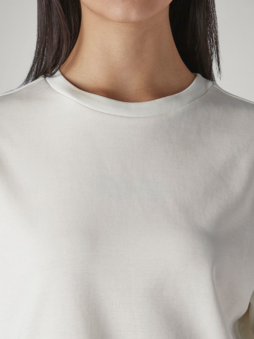 Women's Solid Crew Neck Relaxed Fit Interlock T-Shirt - Detail View