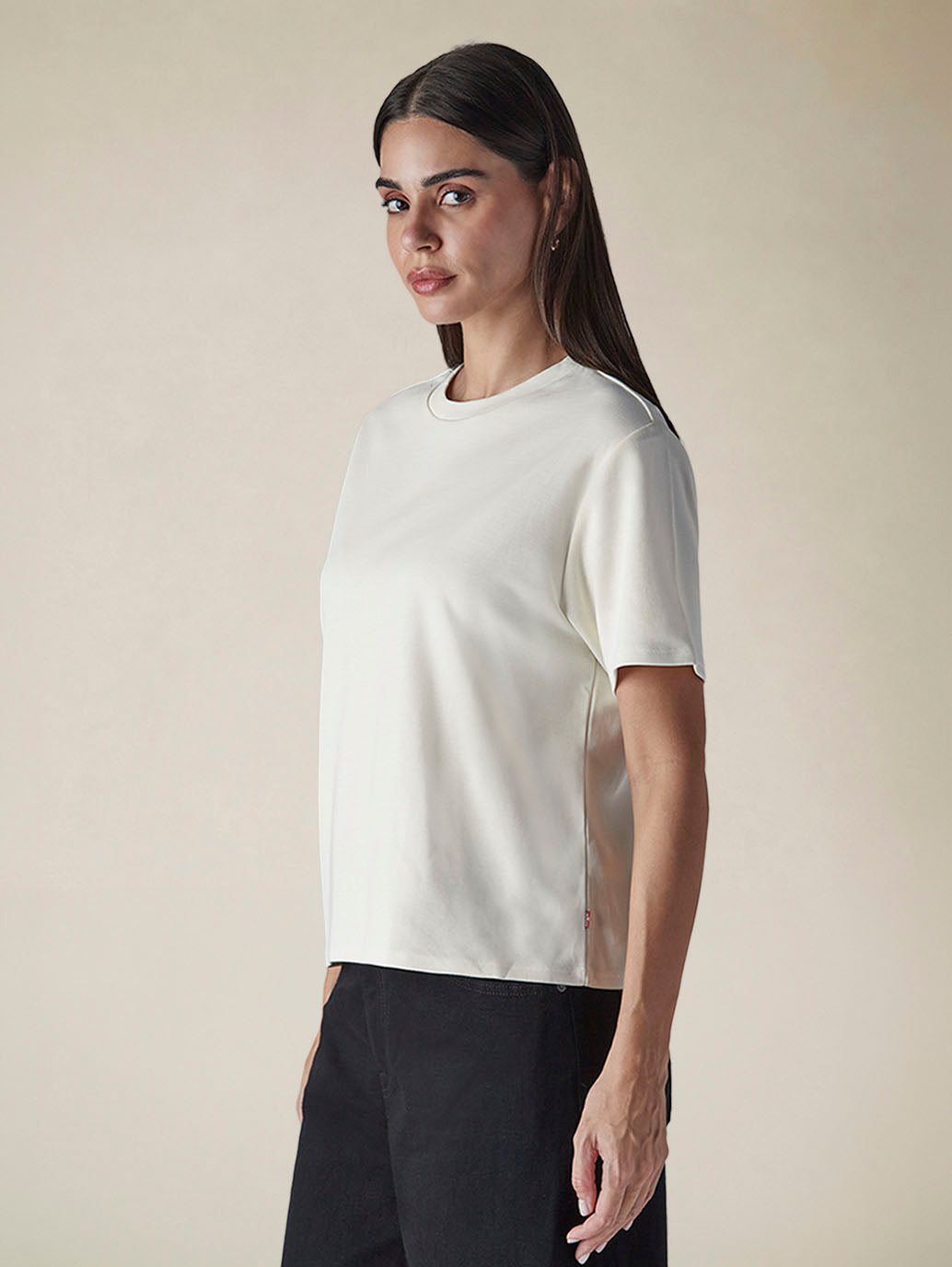 Women's Solid Crew Neck Relaxed Fit Interlock T-Shirt - d2fc6fd3-b1bf-4d3e-8ee8-68925da60f0a View
