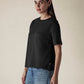 Women's Solid Crew Neck Relaxed Fit Interlock T-Shirt - Side View