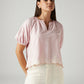Women's Striped Pink V-Neck Top - Styleshot View