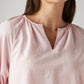 Women's Striped Pink V-Neck Top - Detail View