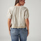Women's Striped Beige V-Neck Top - Back View