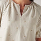 Women's Striped Beige V-Neck Top - Detail View