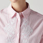 Women's Striped Regular Fit Embroidered Shirt - Detail View