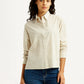 Women's Striped Beige Relaxed Fit Poplin Shirt - Styleshot View