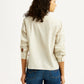 Women's Striped Beige Relaxed Fit Poplin Shirt - Back View