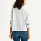 Women's Striped White Relaxed Fit Poplin Shirt - Back View