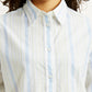 Women's Striped White Relaxed Fit Poplin Shirt - Detail View
