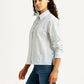 Women's Striped White Relaxed Fit Poplin Shirt - Side View