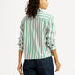 Women's Striped White Relaxed Fit Poplin Shirt - Back View